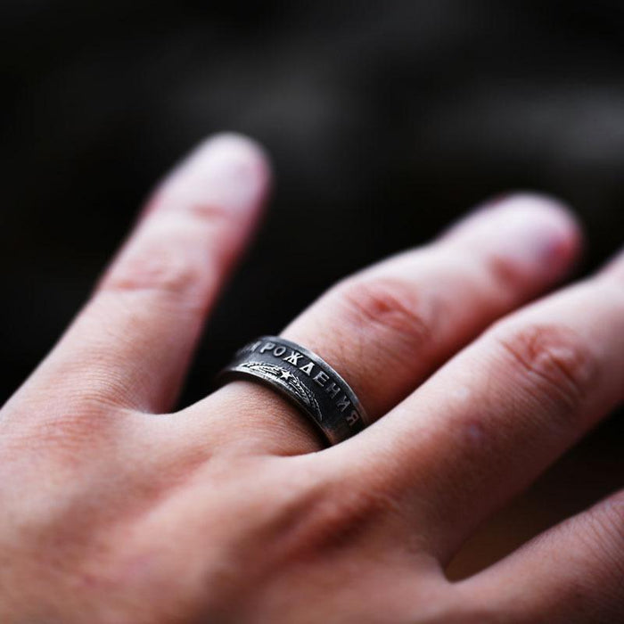 New Retro Simple Letter Stainless Steel Ring