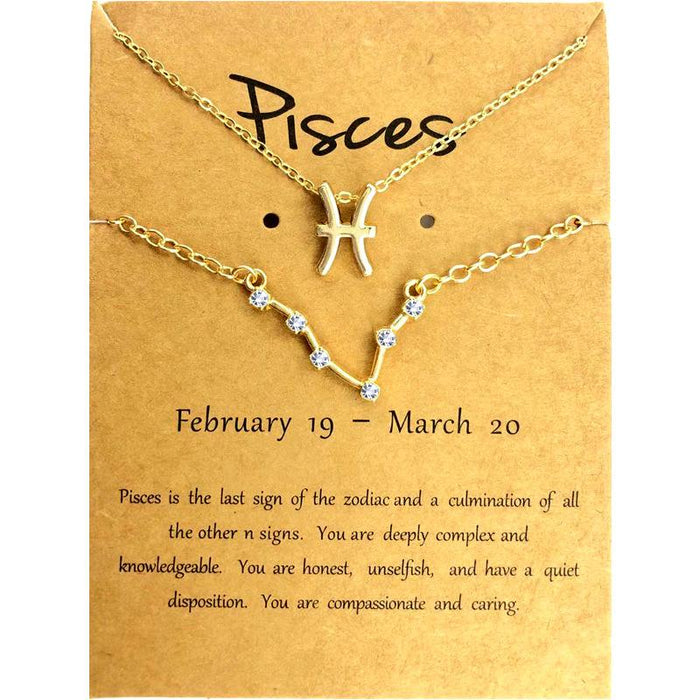 Twelve Constellations Necklace Diamond Bracelet Card Set