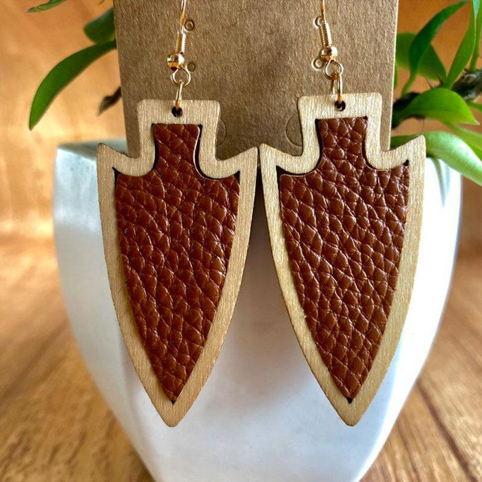 Simple and Fashionable Wooden Leopard Print Stitching Women's Earrings