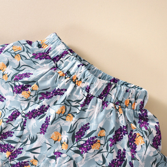 LACE SLING wrinkled blouse floral skirt