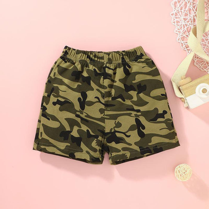 Suspender fashion camouflage clothes shorts personality two-piece set