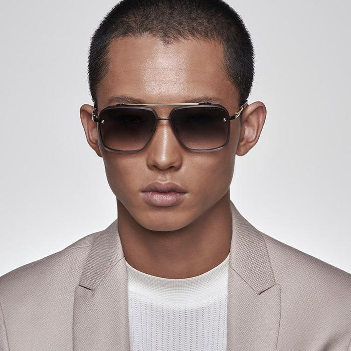 Men's and women's square metal double beam Sunglasses