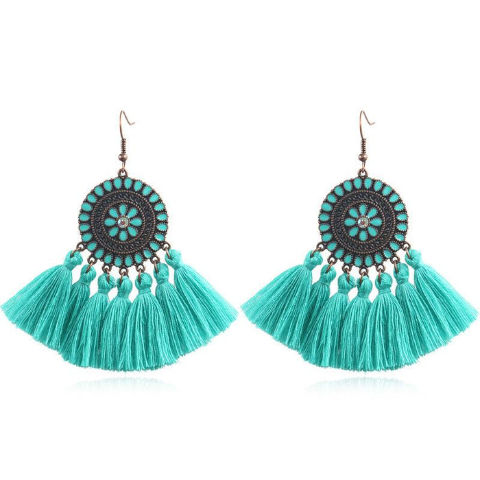 Women's Fashion Round Boho Vintage Tassel Earrings