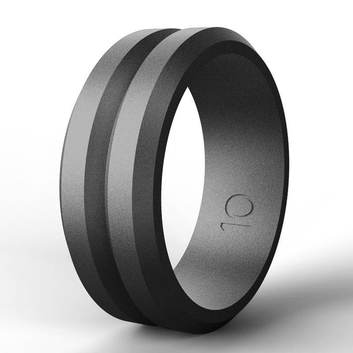 V Groove Beveled Men's Silicone Ring