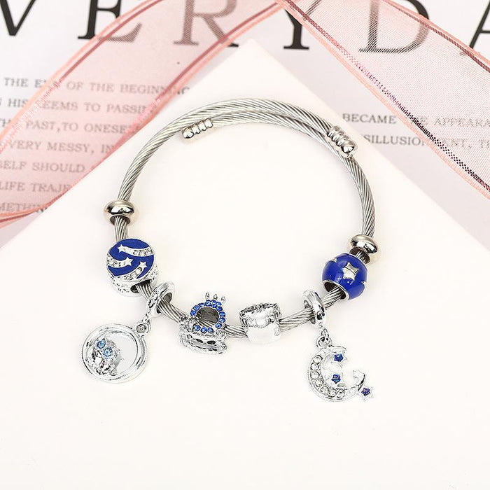 Couple Bracelet Owl Beaded Titanium Steel Bracelet