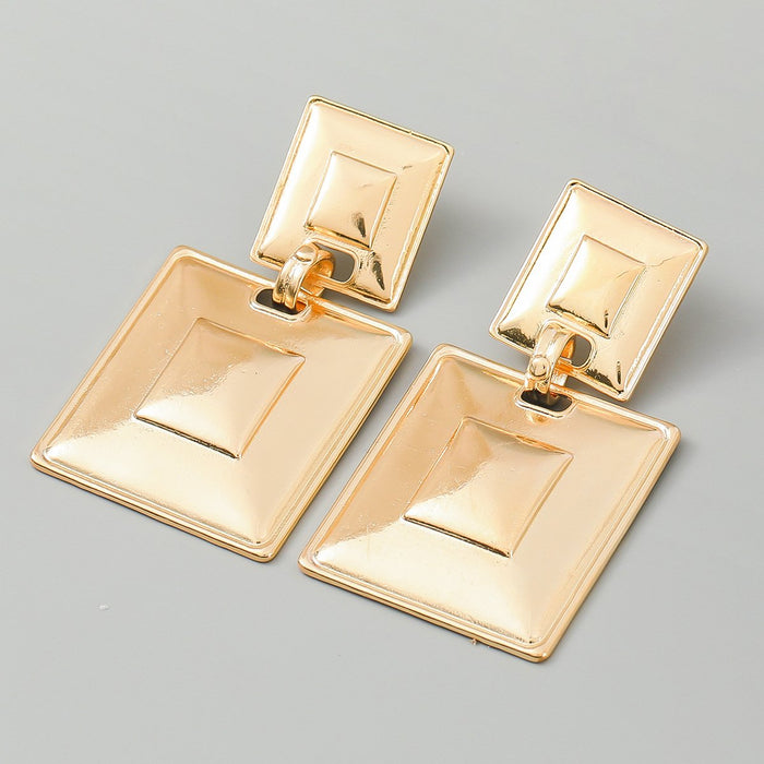 Geometric Simple Multi-layer Alloy Electroplating Earrings