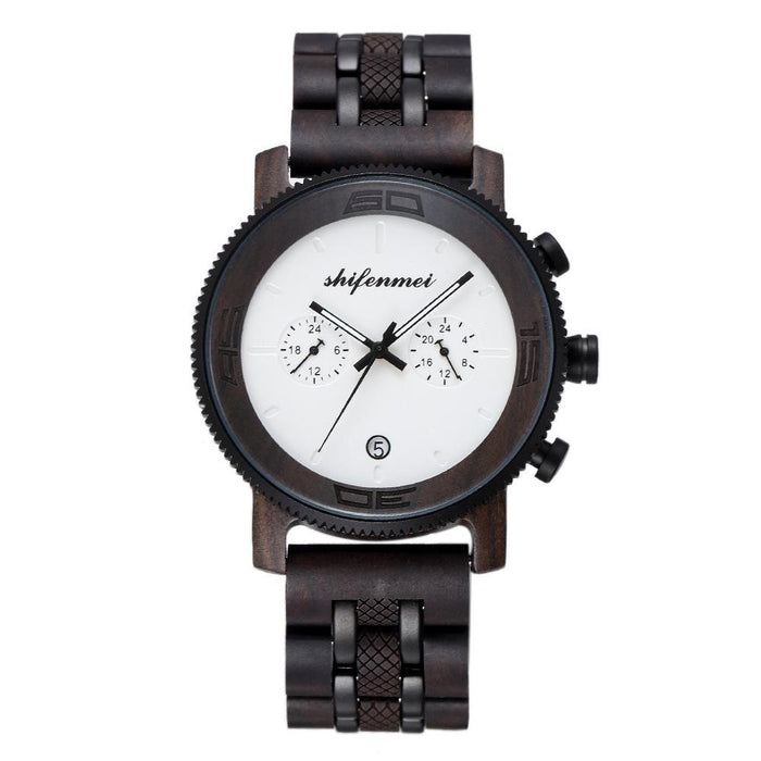 2022 New Men's Fashion Alloy Room Wooden Quartz Watch