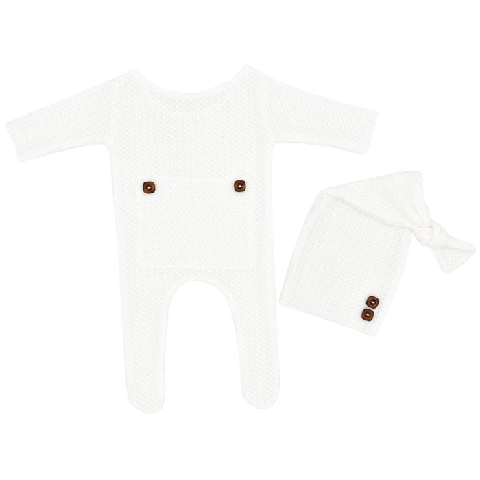 Newborn Photography Knitted One-piece Long Tailed Hat Two-piece Set