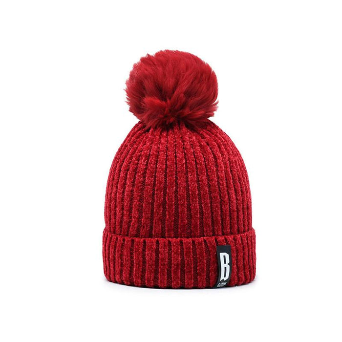 Winter Hats for Woman Thicker Beanies Chenille Ball Knitted Cap