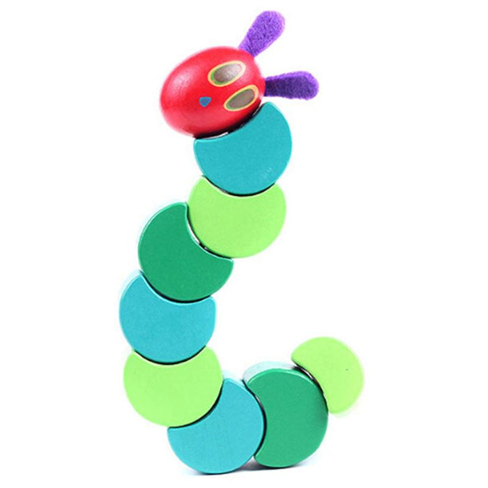 Wooden blocks children's flexible building blocks caterpillar toy
