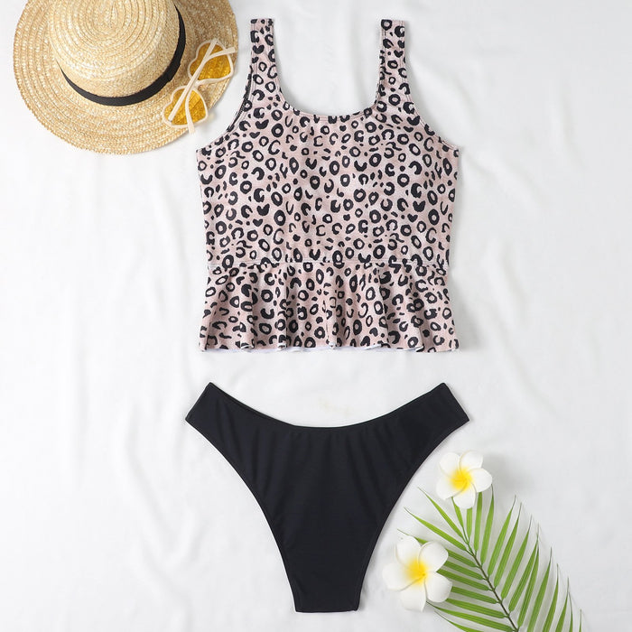Leopard Print Skirt Color Matching Split Women's Bikini