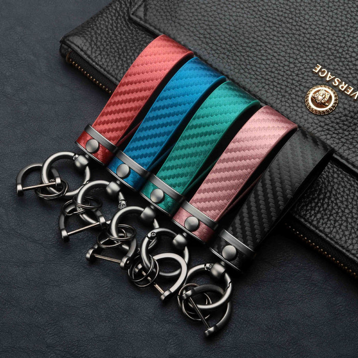 New Carbon Fiber Pattern Fashion Lengthened Leather Key Chain