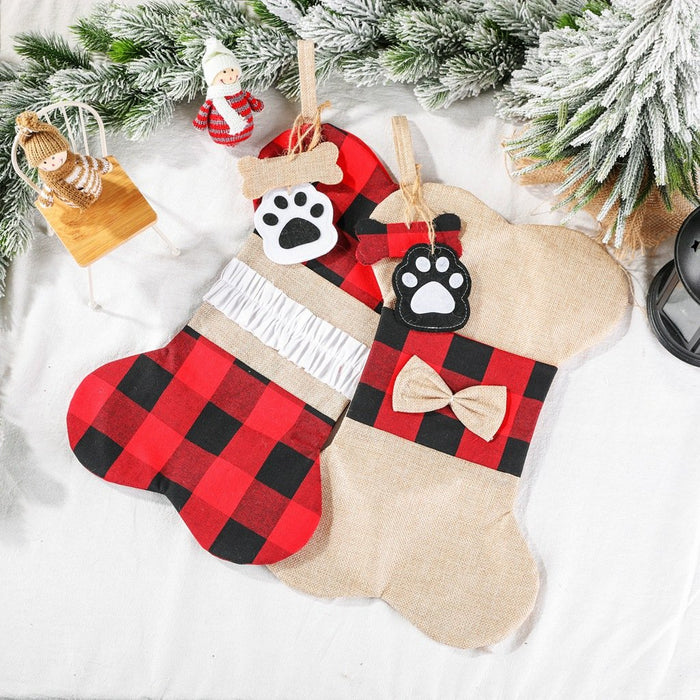 Christmas Decorations Bone Shape Socks Gift Bag