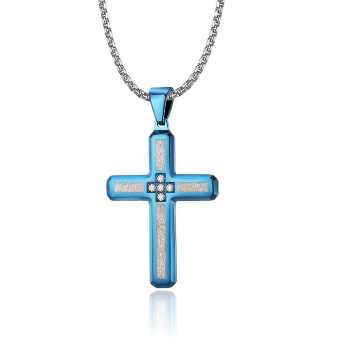Men's Fashion Emery Cross Stainless Steel Pendant Necklace