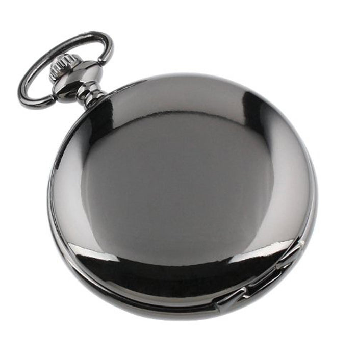 Retro Black Fashion Silver Smooth Steampunk Quartz Pocket Watch