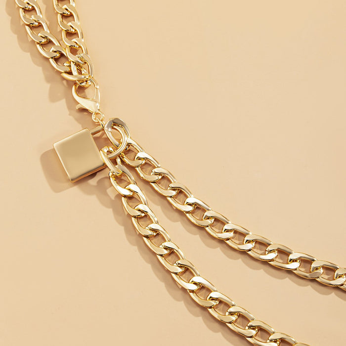 Retro Simple Metal Lock Female Waist Chain U-shaped Body Chain