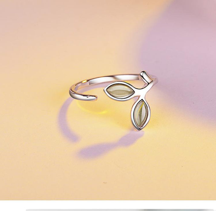 New Creative Green Leaf Women's Opening Ring