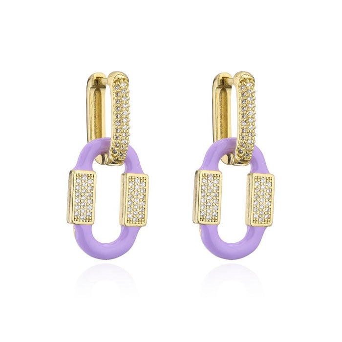 New 7 Colors Oil Drop Gold Color Zircon Women's Earrings