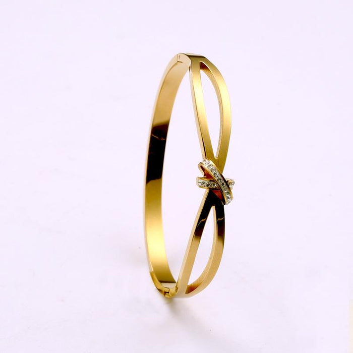 New Popular Titanium Steel Gold Color C-shaped Open Bracelet Bangle