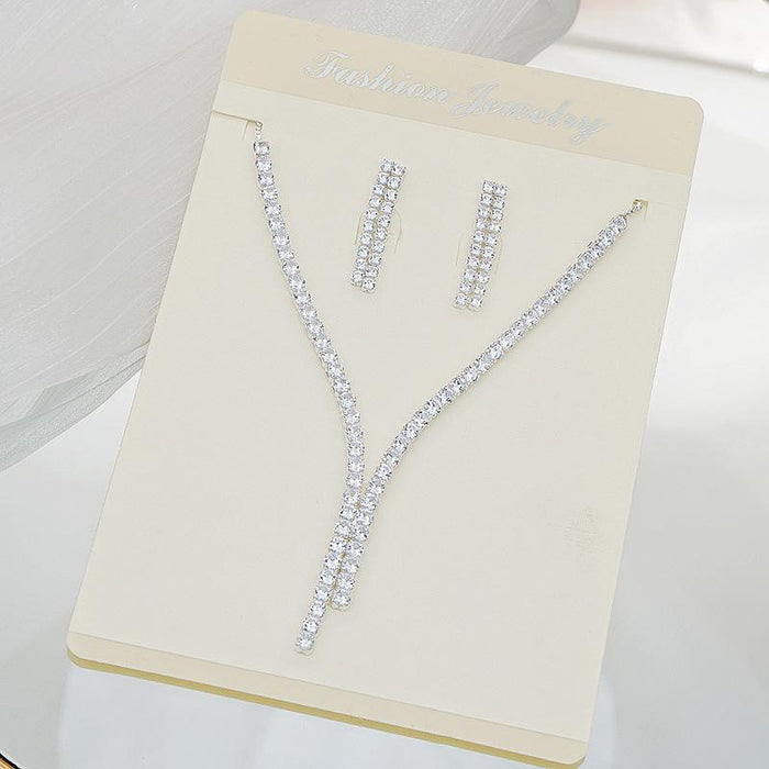 New Female Jewelry Zircon Necklace Earrings Set