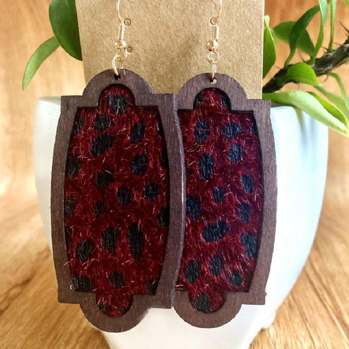 Fashion Exaggerated Leopard Print Wooden Women's Earrings