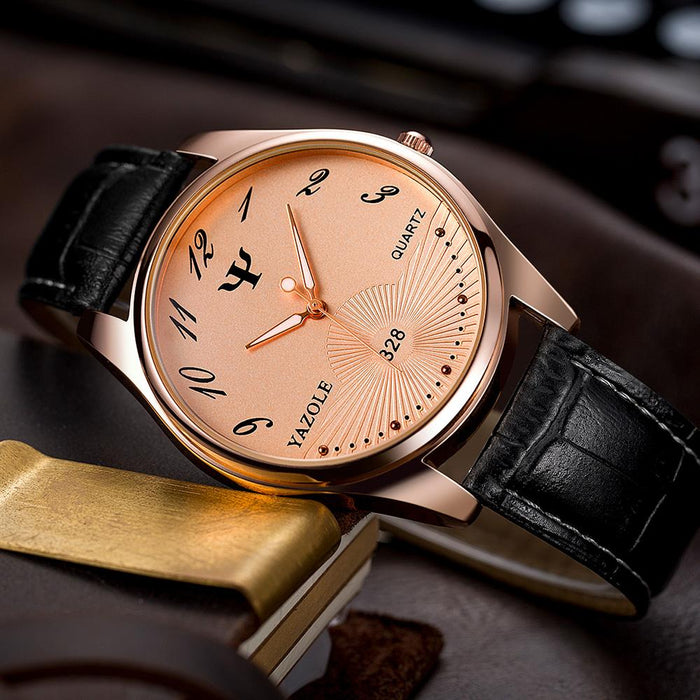 Yazole Watch Business Belt Men's Watch Unique Leisure Leather Watches Fashion Luminous Quartz Watch