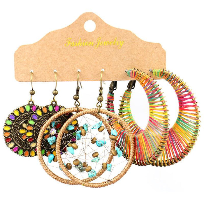 3 pairs/set Earrings Bohemian Style Jewelry X0X36193