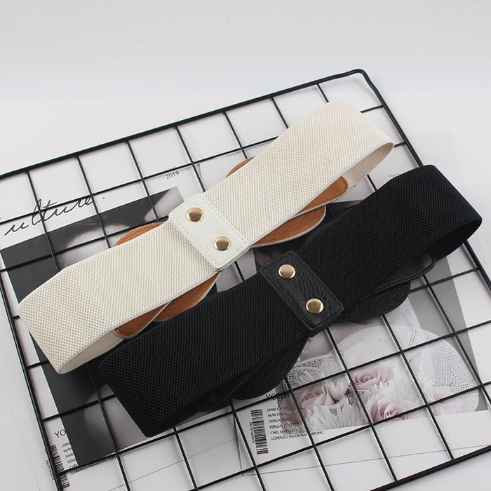 Fashionable Hollow Bow Decorative Wide Belt