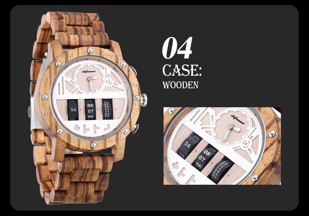 Multifunctional Men's Wooden Watch Outdoor Sports Watch