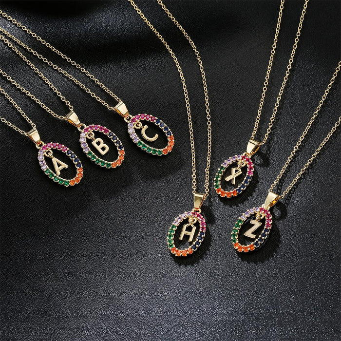 Ins Small Fresh 26 English Letter Zircon Pendant Necklace