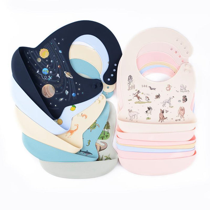 Silicone Baby Bib Waterproof Cartoon Feeding Soft Adjustable Scarf