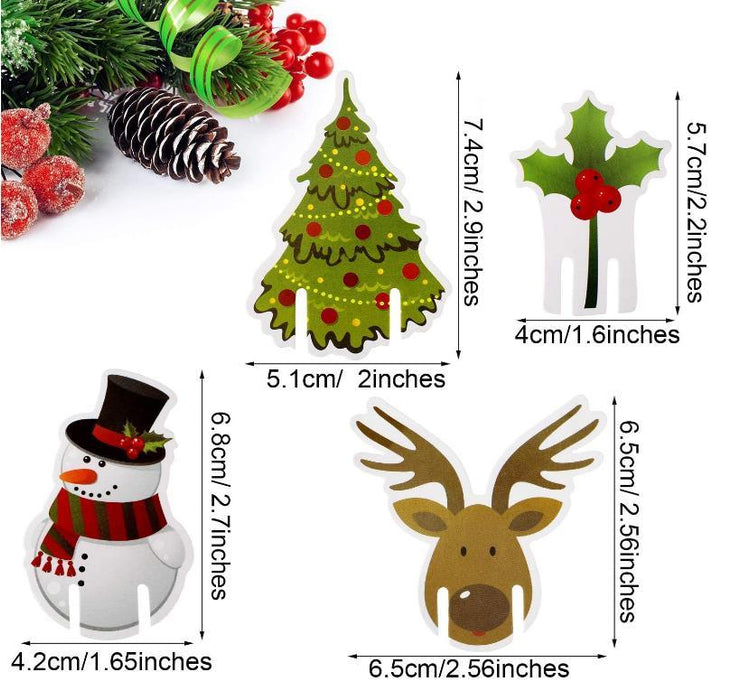 10pcs Wine Cup Card Christmas Decor Santa Hat Glass Decor