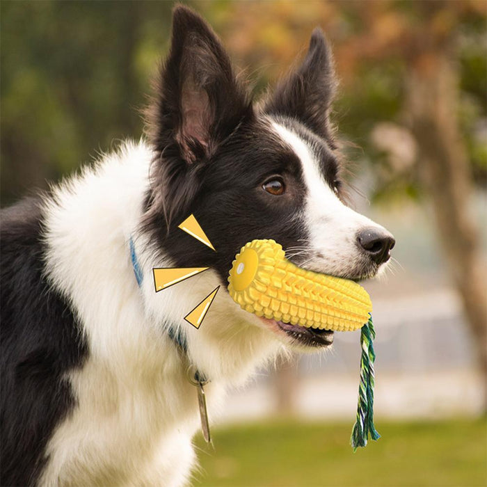 Corn toothbrush chewing dog toy puppy barking rubber teeth