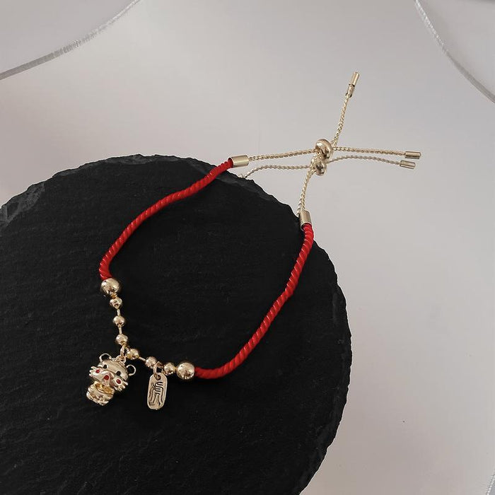 New Simple and Versatile Little Tiger Woven Red Rope Bracelet