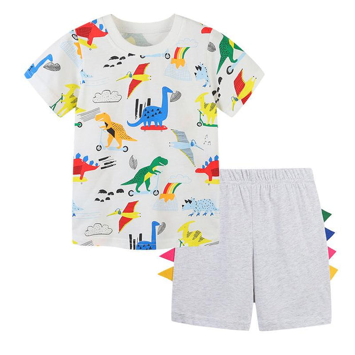 Children's Short Sleeve T-Shirt Cartoon Print Set