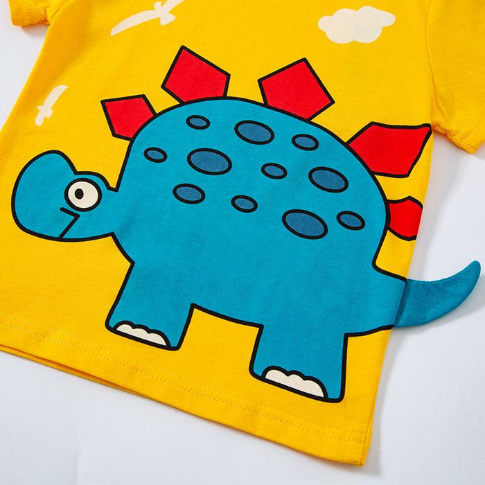 Children's T-shirt summer Korean boys' short sleeved dinosaur cartoon top