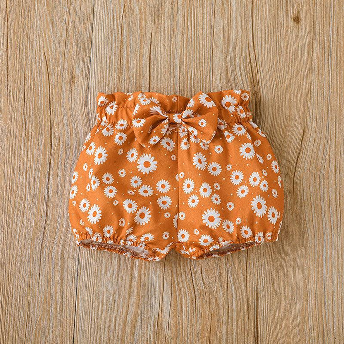 Baby Girls Summer Top + Floral Shorts and Headband 3-piece Set