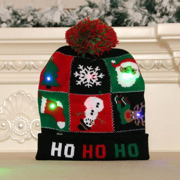 Christmas Decorations Adult Children's Luminous Knitted Hat