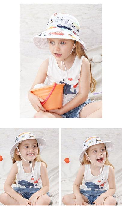 Summer Cartoon Car Children's Sunscreen Fisherman Hat