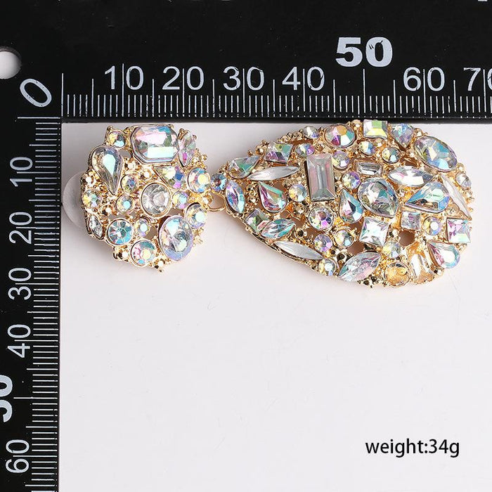 New Personalized Geometric Female Earrings Accessories Inlaid Rhinestone