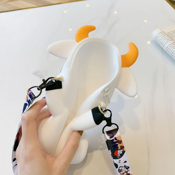 Cartoon Diagonal Bag Cow Backpack Silicone Coin Purse