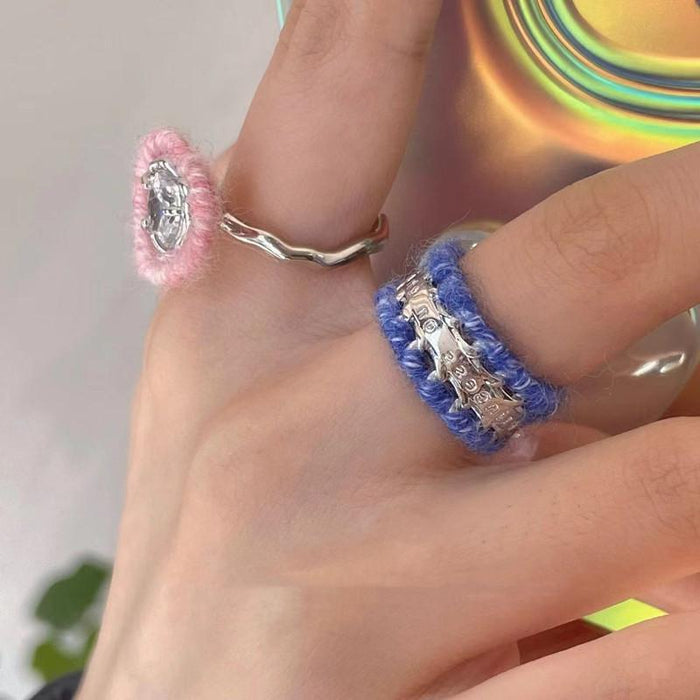 Wool Inlaid with Love Zircon Handmade Ring