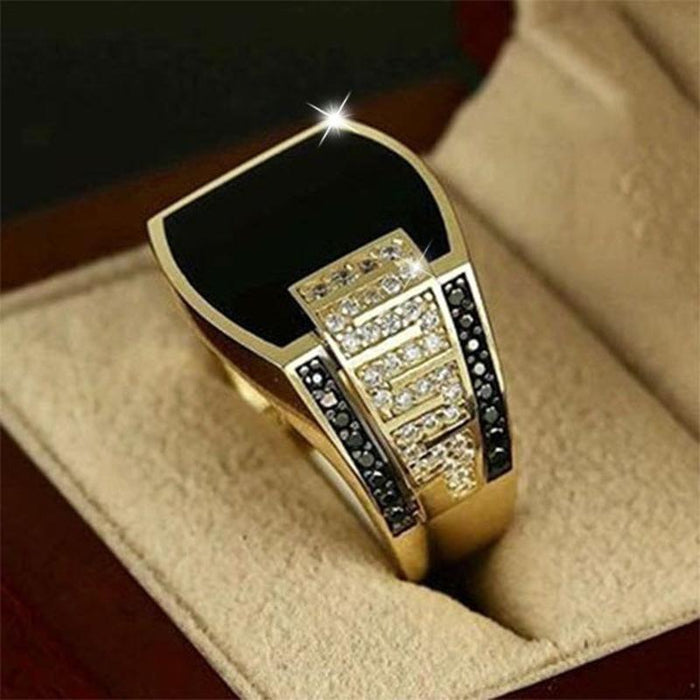 Personalized Hip Hop Black Men's Ring