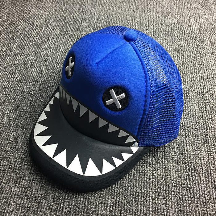 Summer Children's Cartoon Shark Sunshade Net Cap