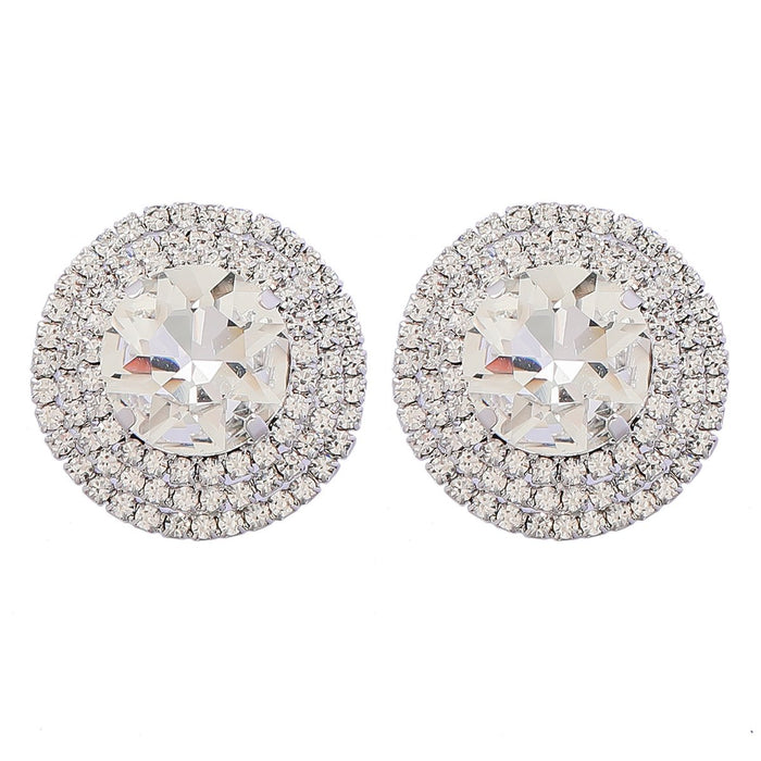 Women's Shiny Claw Chain Round Alloy Rhinestone Earrings