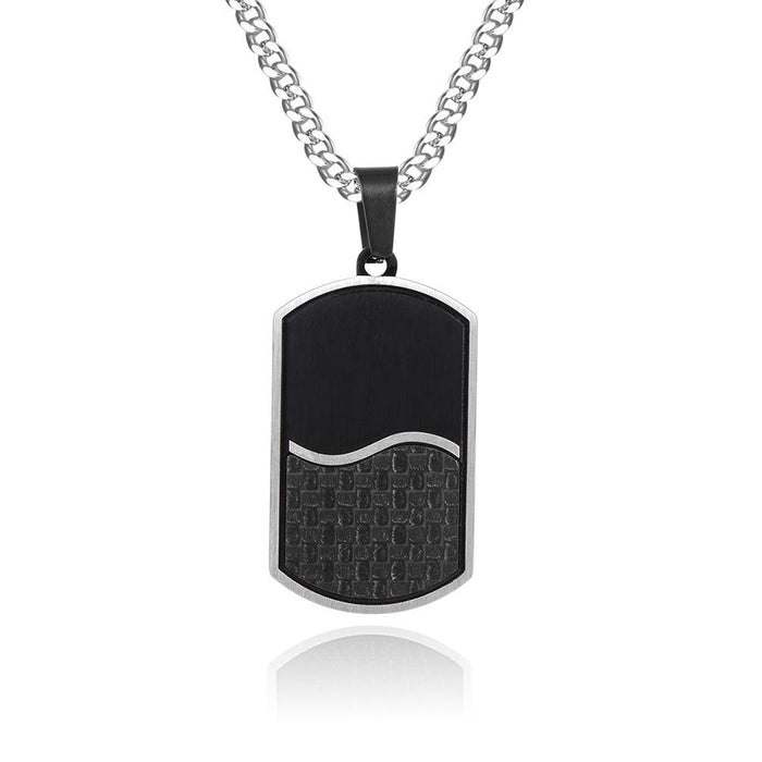 Men's Solid Stainless Steel Carbon Fiber Pendant Necklace