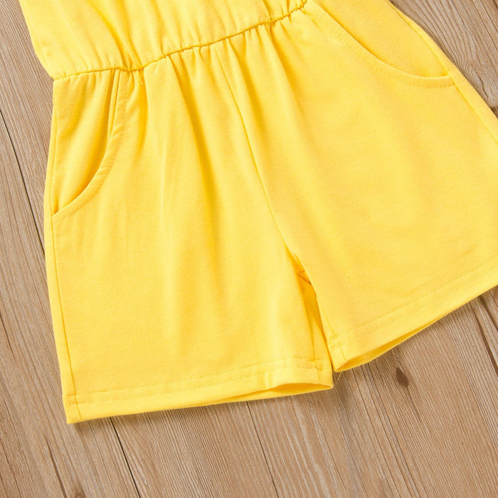 Solid colour lotus leaf collar Jumpsuit sleeveless Jumpsuit