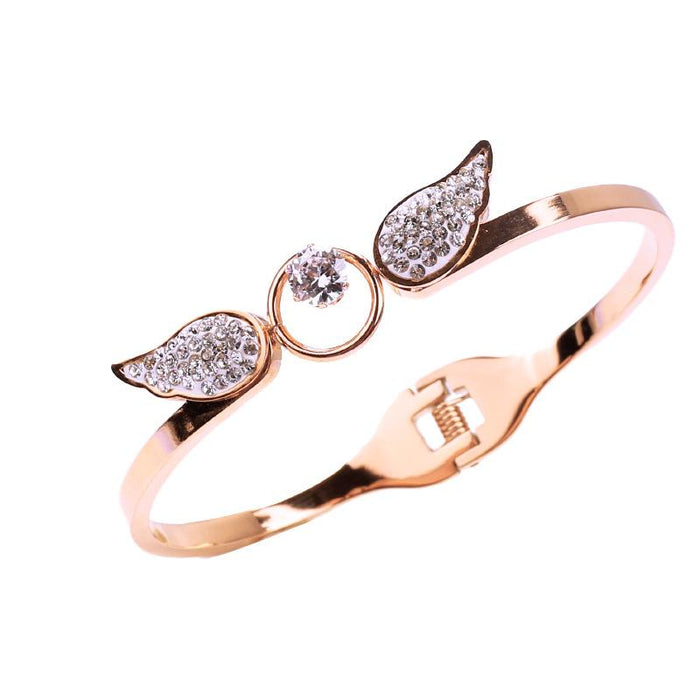 New Angel Titanium Steel Hollow Bracelet Open Bracelet For Women Bangle