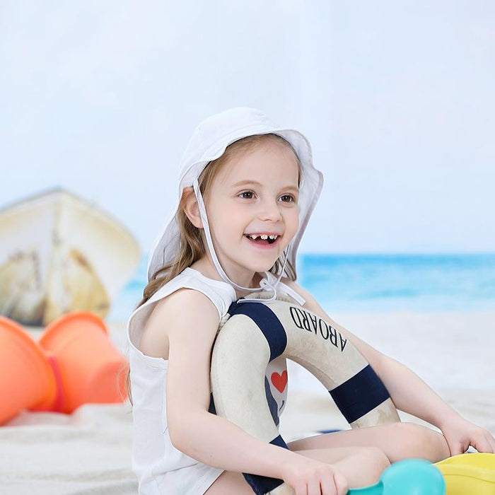 White Ruffled Outdoor Sunscreen Thin Children's Fisherman Hat
