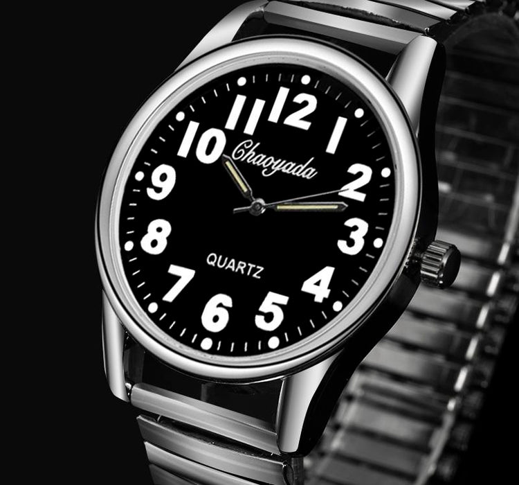 Men Watches Elastic Strap Stainless Steel Luxury Fashion Wristwatch